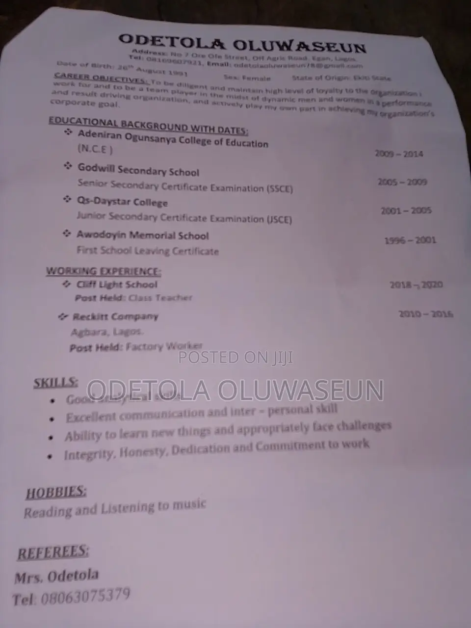 Teaching CV