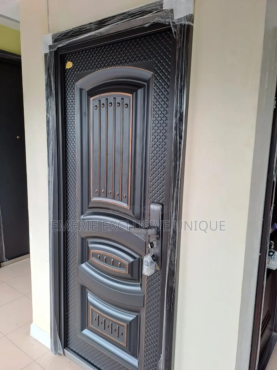 3ft/Black Galvanized Steel Security Door