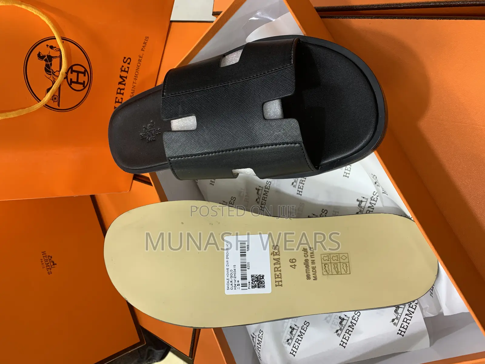 Original Leather Hermes Slipers
