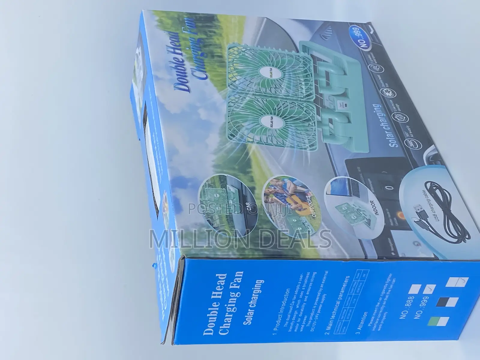 Unique Double Head Solar Rechargeable Fan