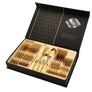 24pc Set of Quality Gold Cutlery Tableware Gift Box