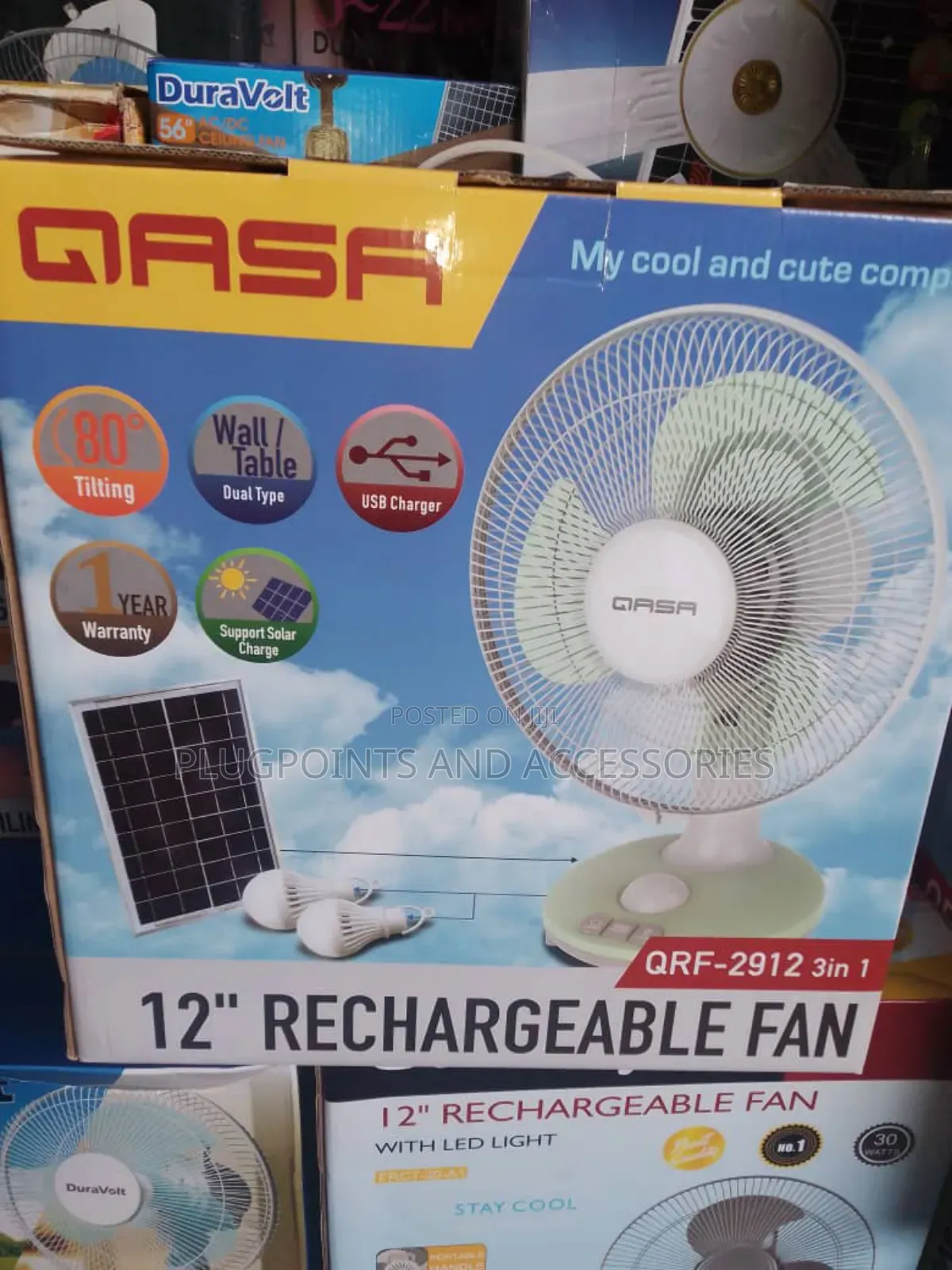 Qasa 3 in 1 Table Rechargeable Fan