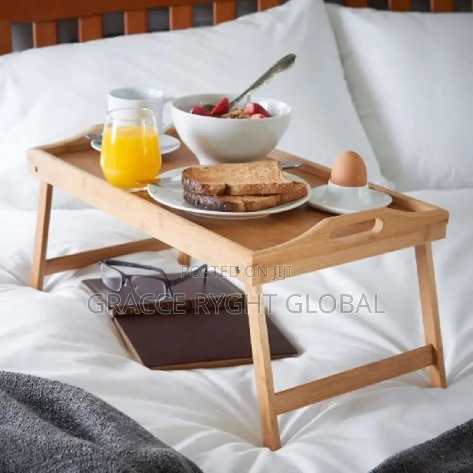 Bamboo Breakfast Tray With Foldable Legs