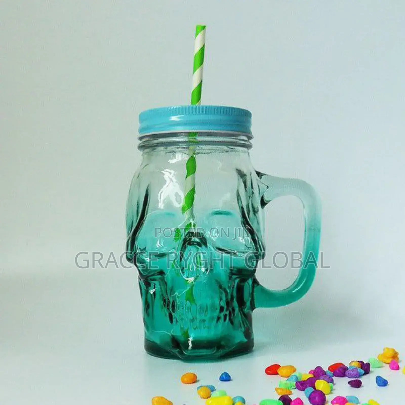 Glass Skull Mason Jar