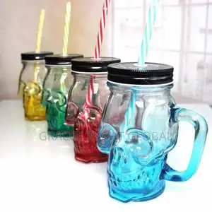Glass Skull Mason Jar