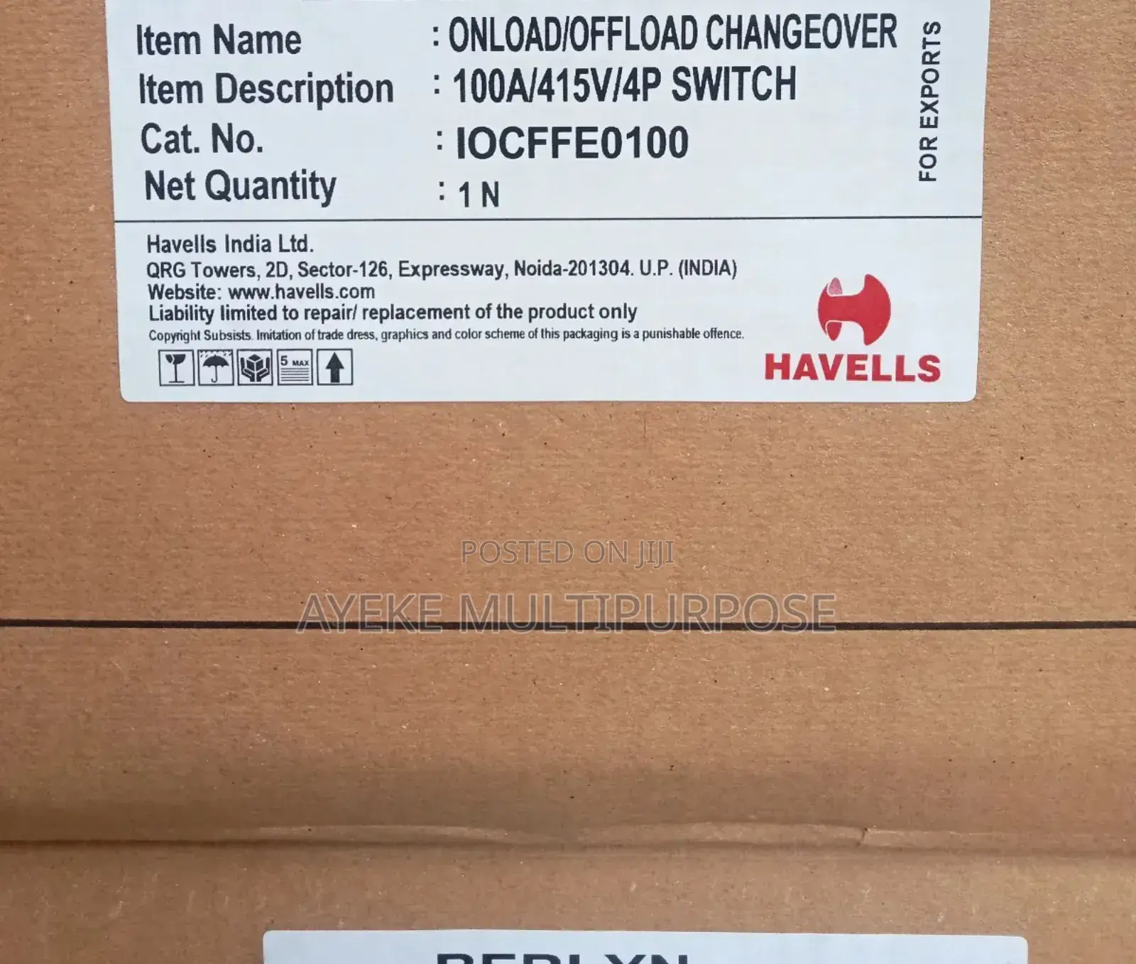 100A Change Over Switch HAVELL