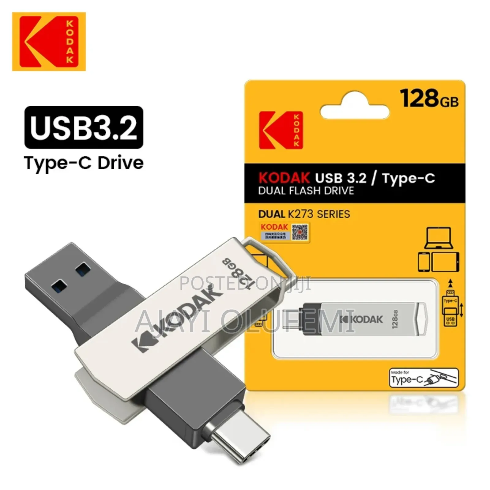 KODAK Type C / USB 3.2 Metal Flash Drives (32,64 126GB).