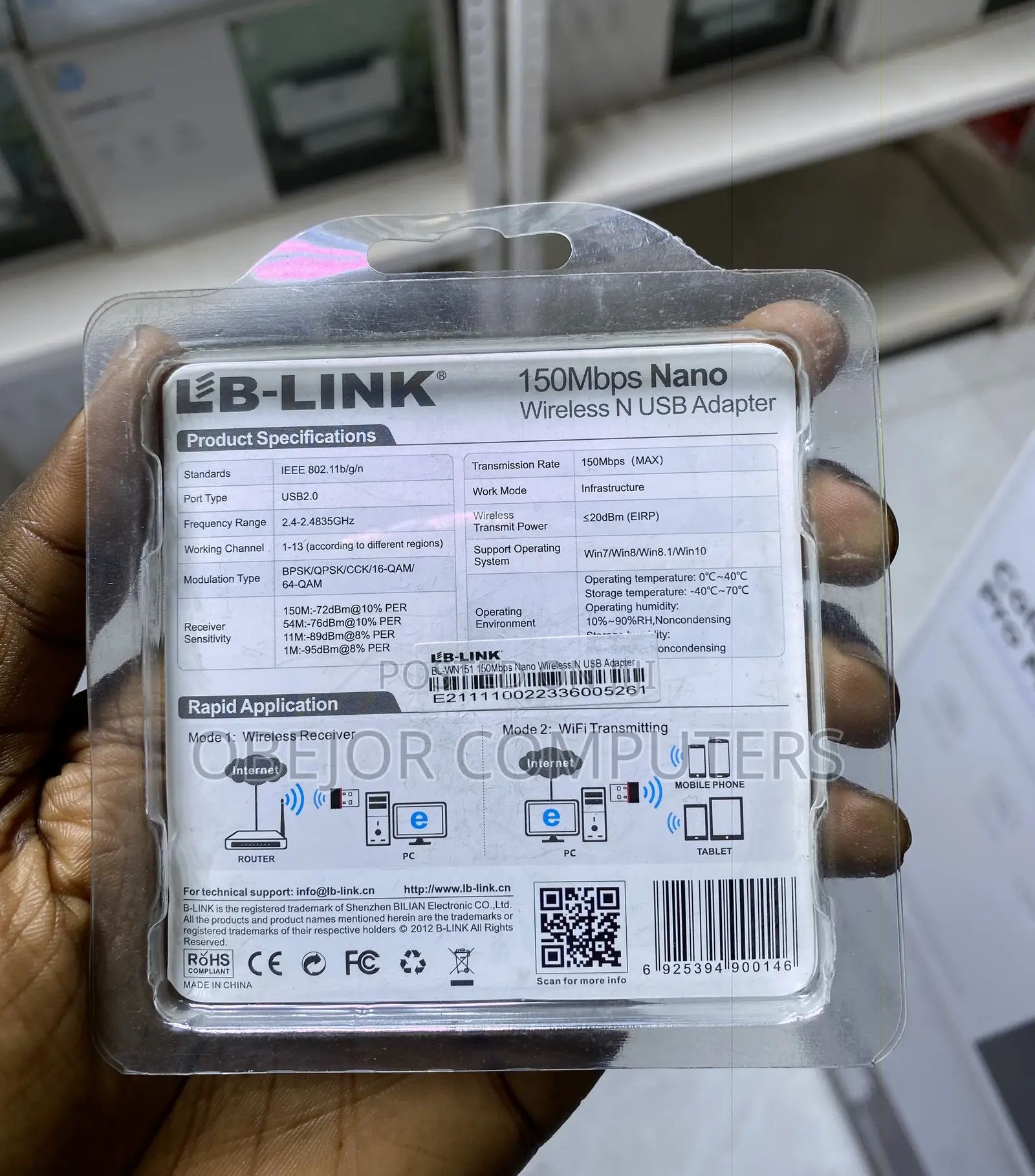 Lb-Link 150mbps Wireless USB Adapter -Wifi With WPS Hotspot