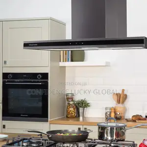 Russell Hobs 90cm Glass and Steel Island Cooker Hood - Black