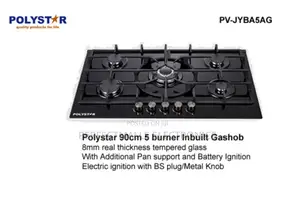 5 Burner Tempered Glass 90cm Built in Gashub – Pv-Jyba5ag