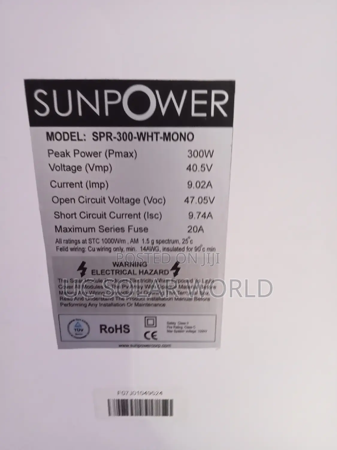 Sunpower 300w Panel