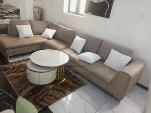 L Shape Sofa, Leather and Fabric