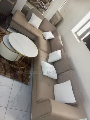 L Shape Sofa, Leather and Fabric