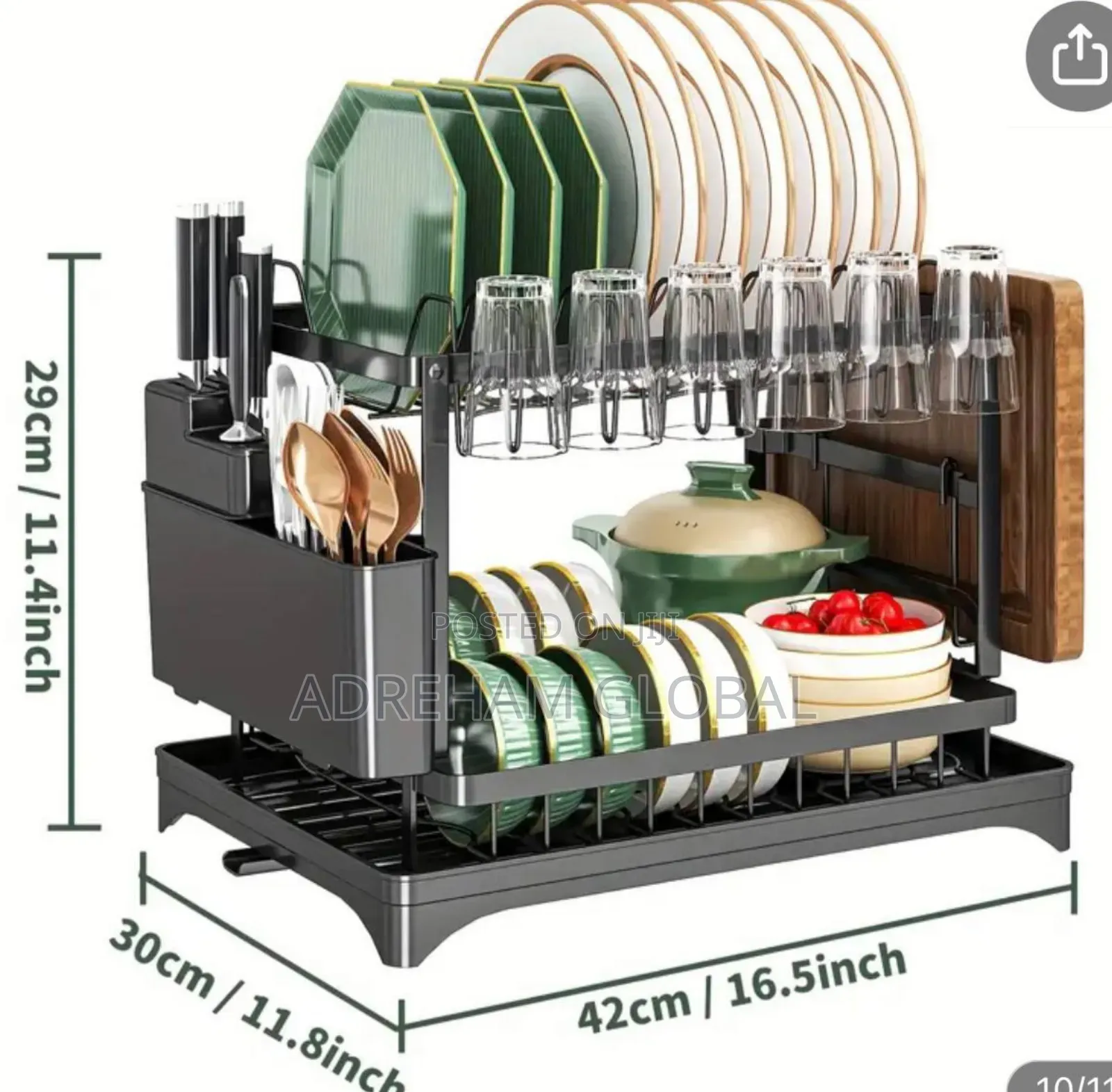 Storage Rack 2 Tier Dish Bowl Drainer Dish Drying Rack