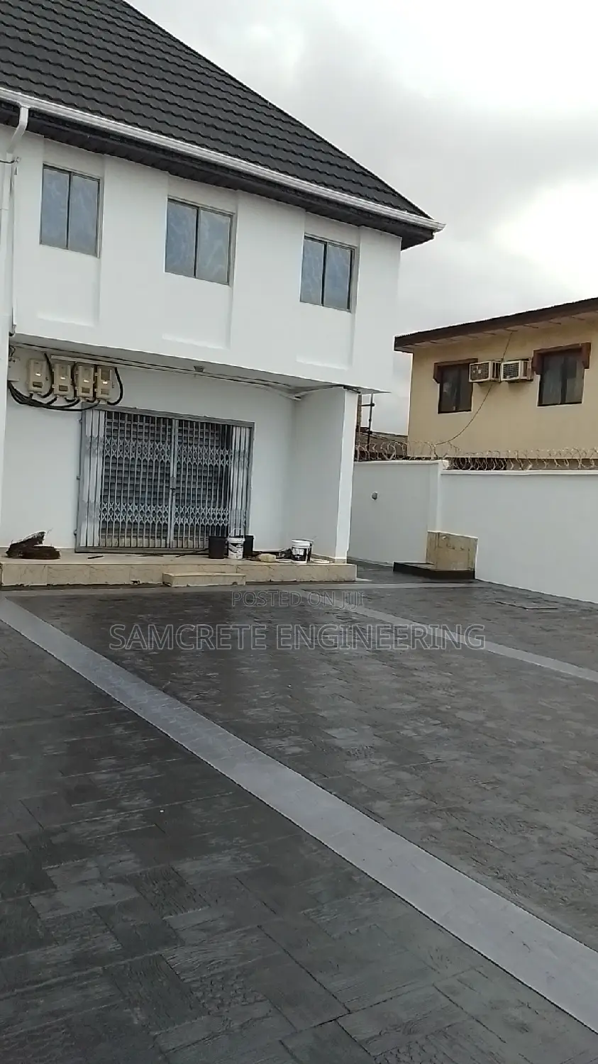 Black and Grey Wooden Frame Pattern Stamp Floor