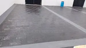 Black and Grey Wooden Frame Pattern Stamp Floor