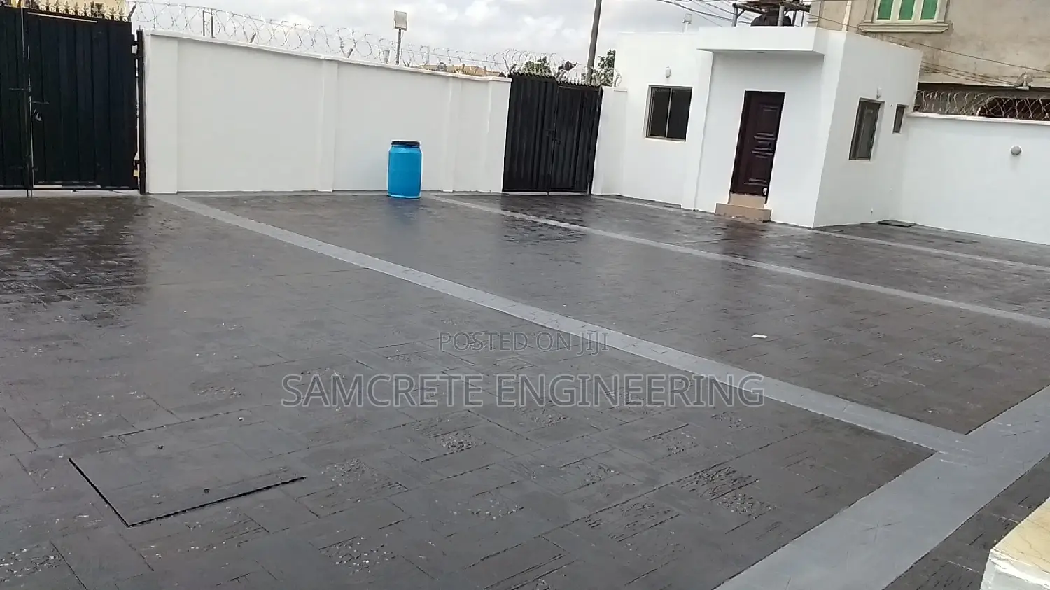 Black and Grey Wooden Frame Pattern Stamp Floor
