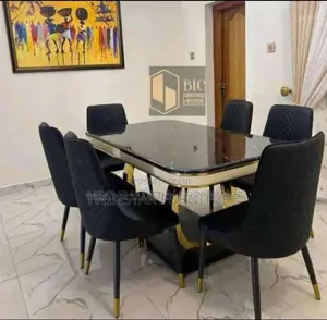 Modern Marble Dinning Table Set of 6 Chairs