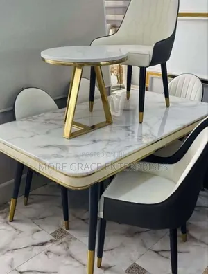 Imported Dining Marble Top Table With 6 Chairs .