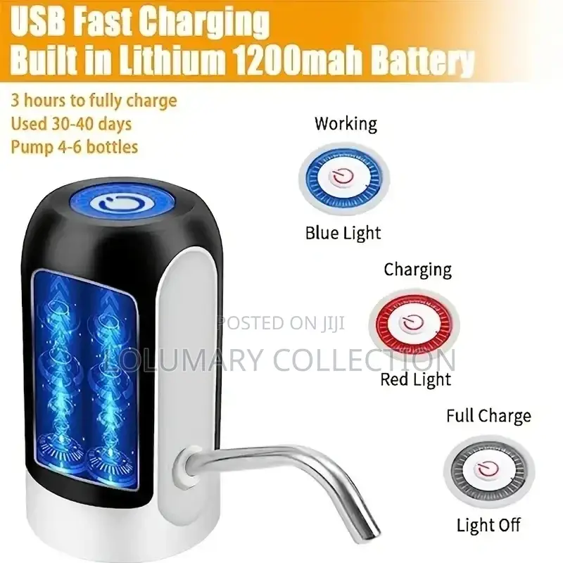 "Automatic Water Dispenser Pump Rechargeable Bottle Water