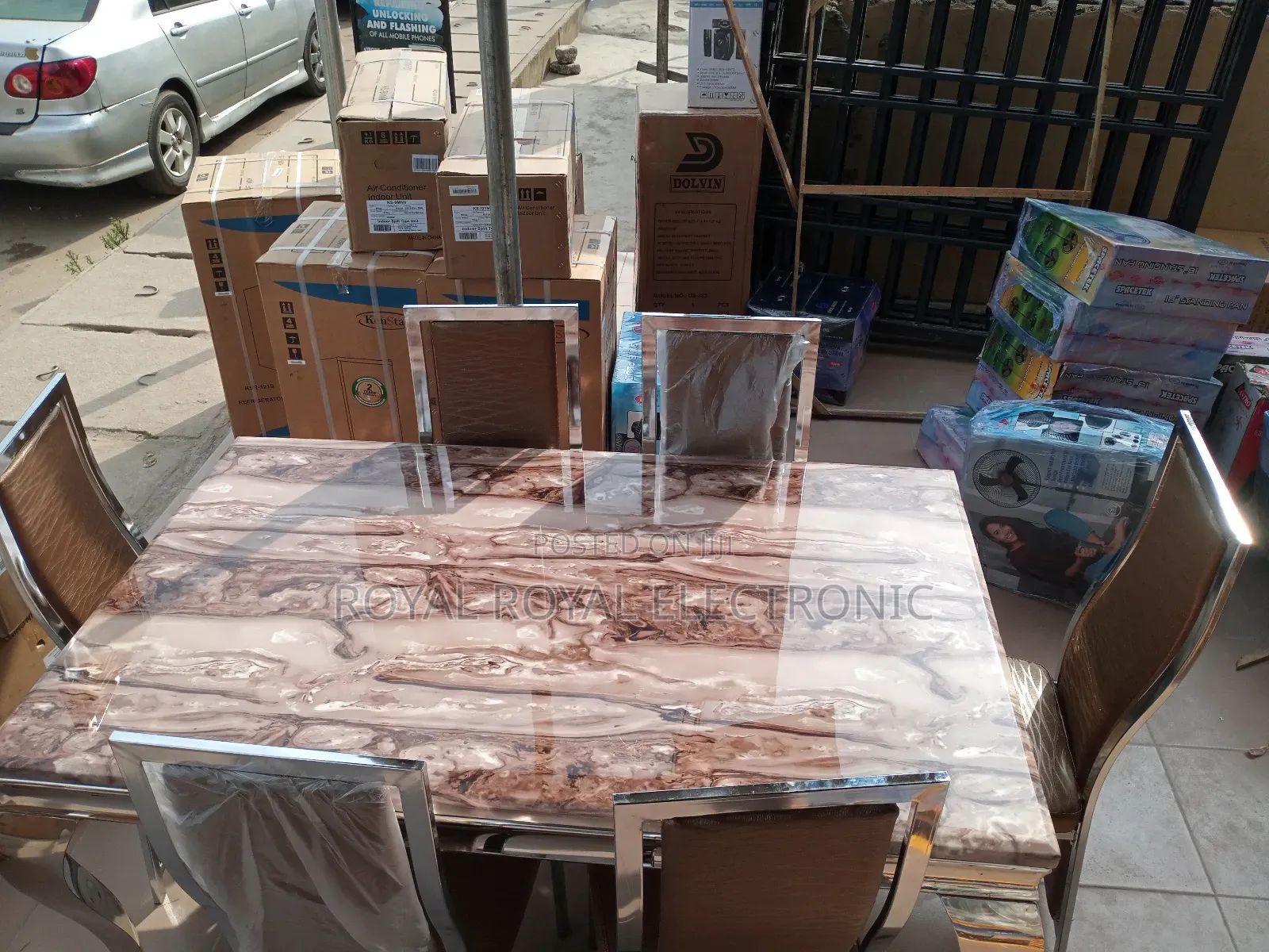 World Class Marble Top 6 Sitter Dining Table Set