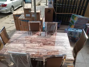 World Class Marble Top 6 Sitter Dining Table Set