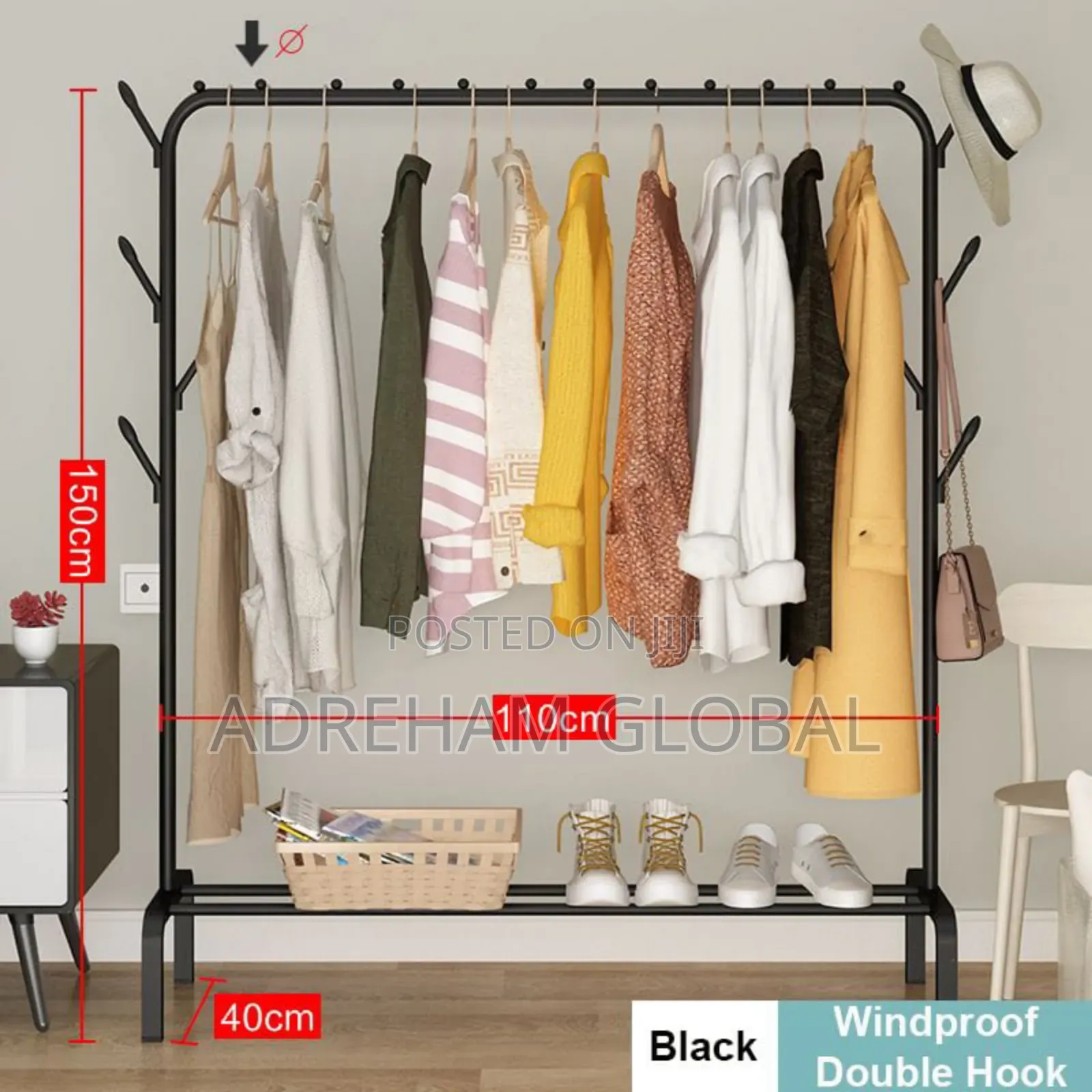 Heavy Duty Pole Hanger With Hat Rack