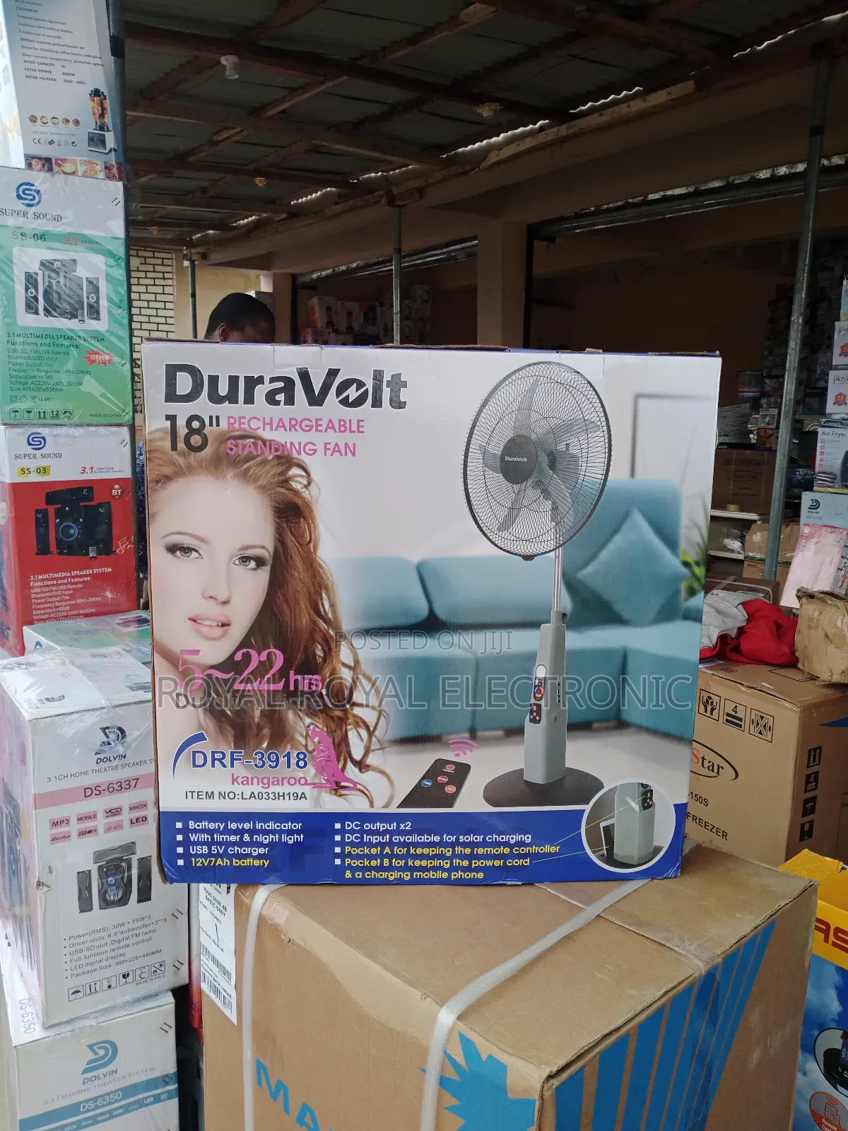 Duravolt 18 Inches Rechargeable Standing Fan