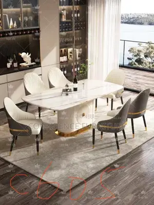 Original Quality Marble Top Dining With 6 Quality Chairs