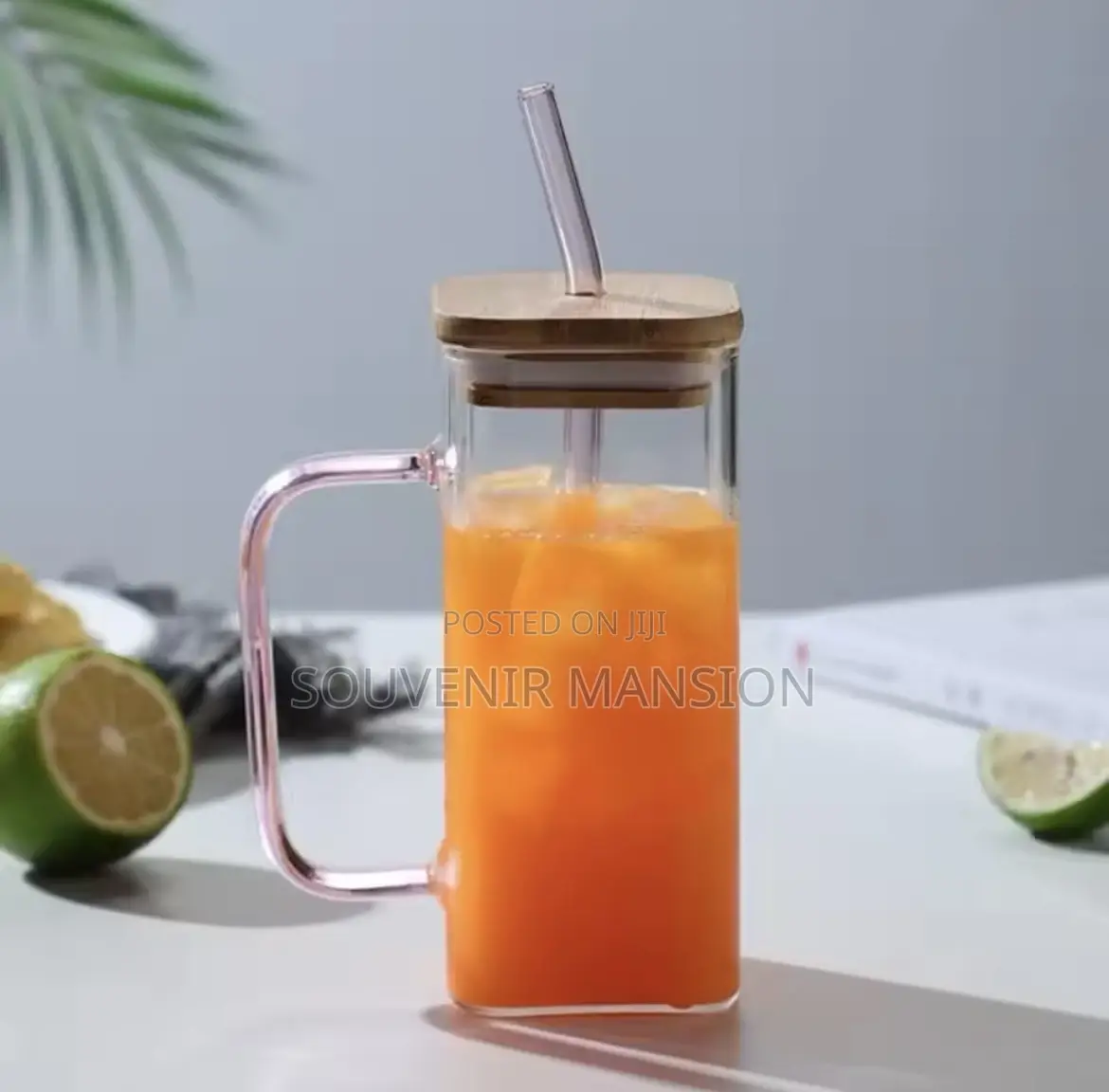 400ml Square Mug With Lid and Straw