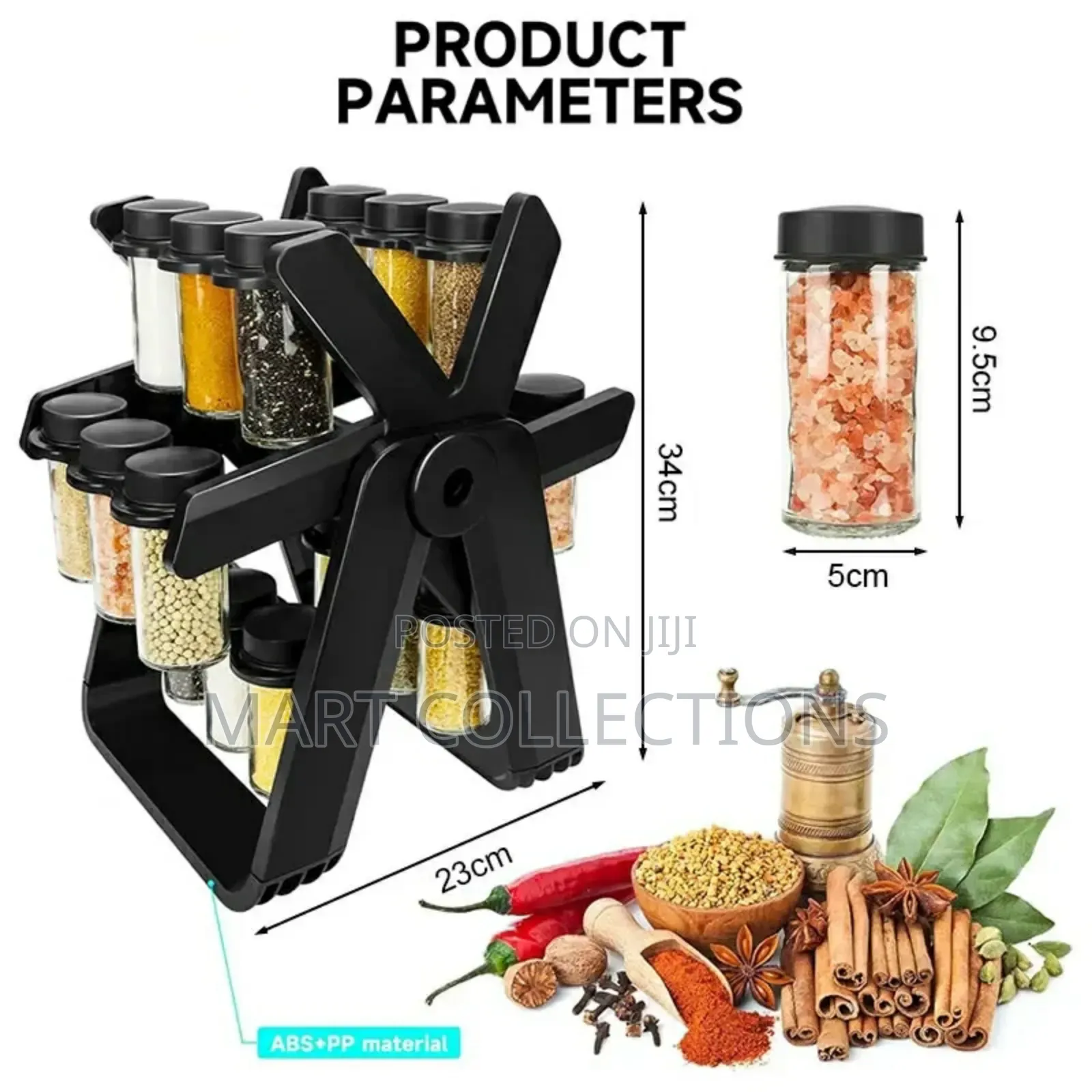 18pcs Rotating Spice Rack Organizer