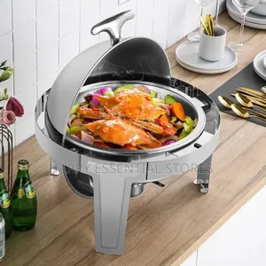 Stainless Steel Silver Roll Top Chaffing Dish