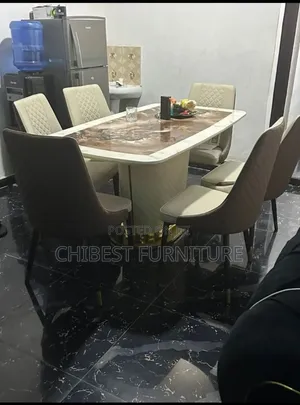 Quality Imported Set of Marble Dining Table With Six Chairs