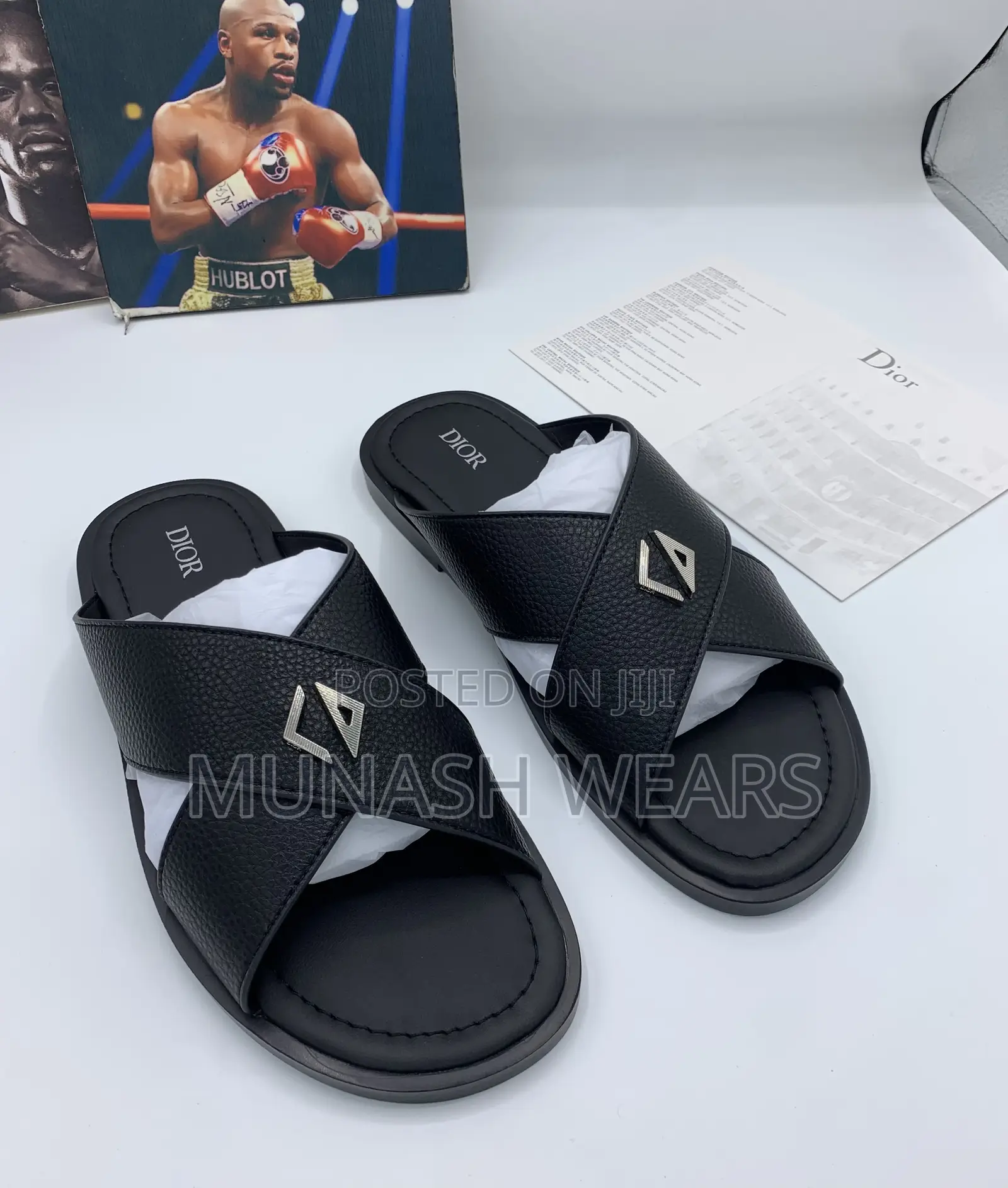 Luxury Dior Calfskin Leather Slipers