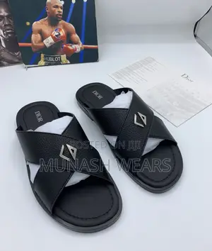 Luxury Dior Calfskin Leather Slipers