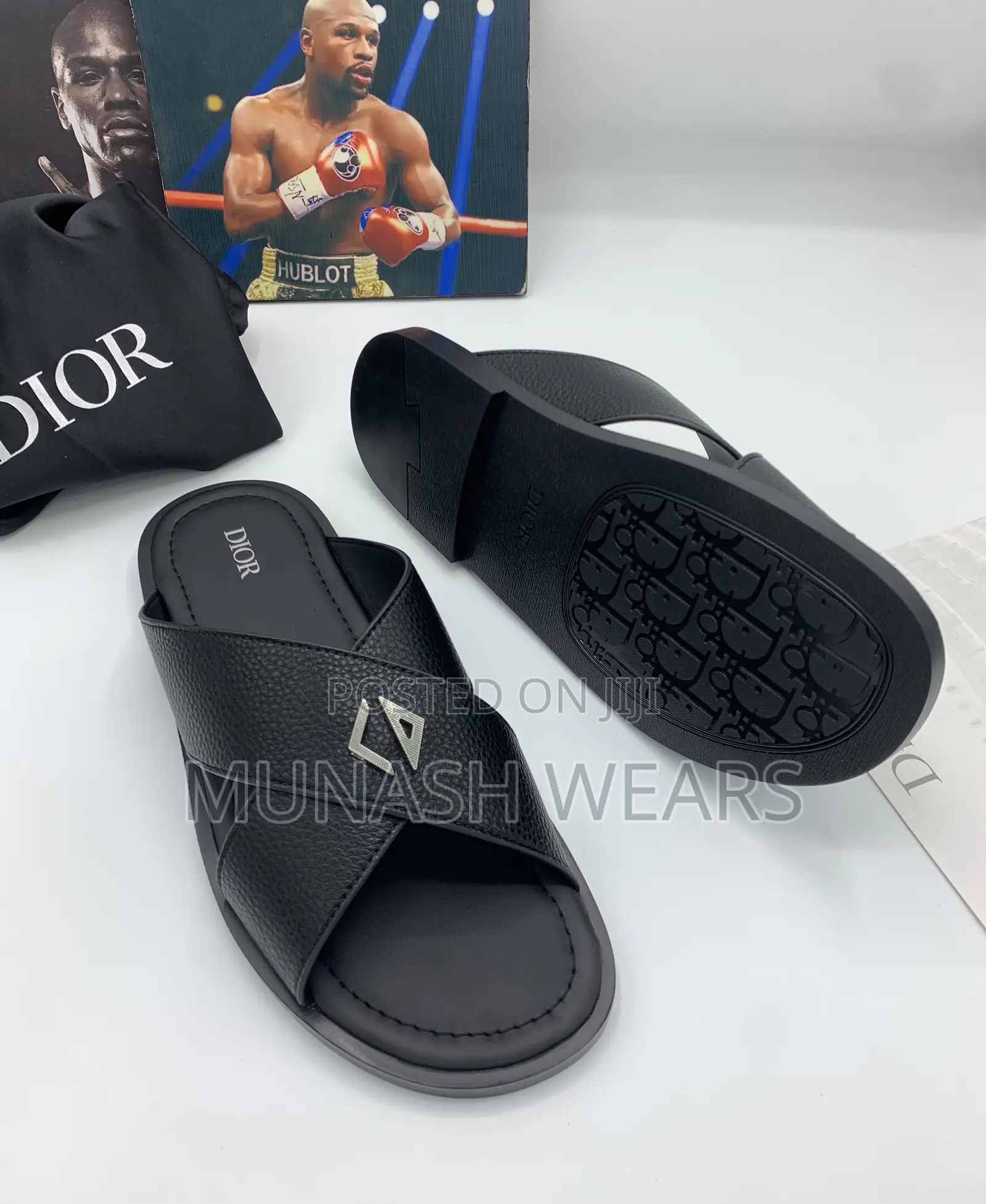 Luxury Dior Calfskin Leather Slipers