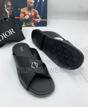Luxury Dior Calfskin Leather Slipers