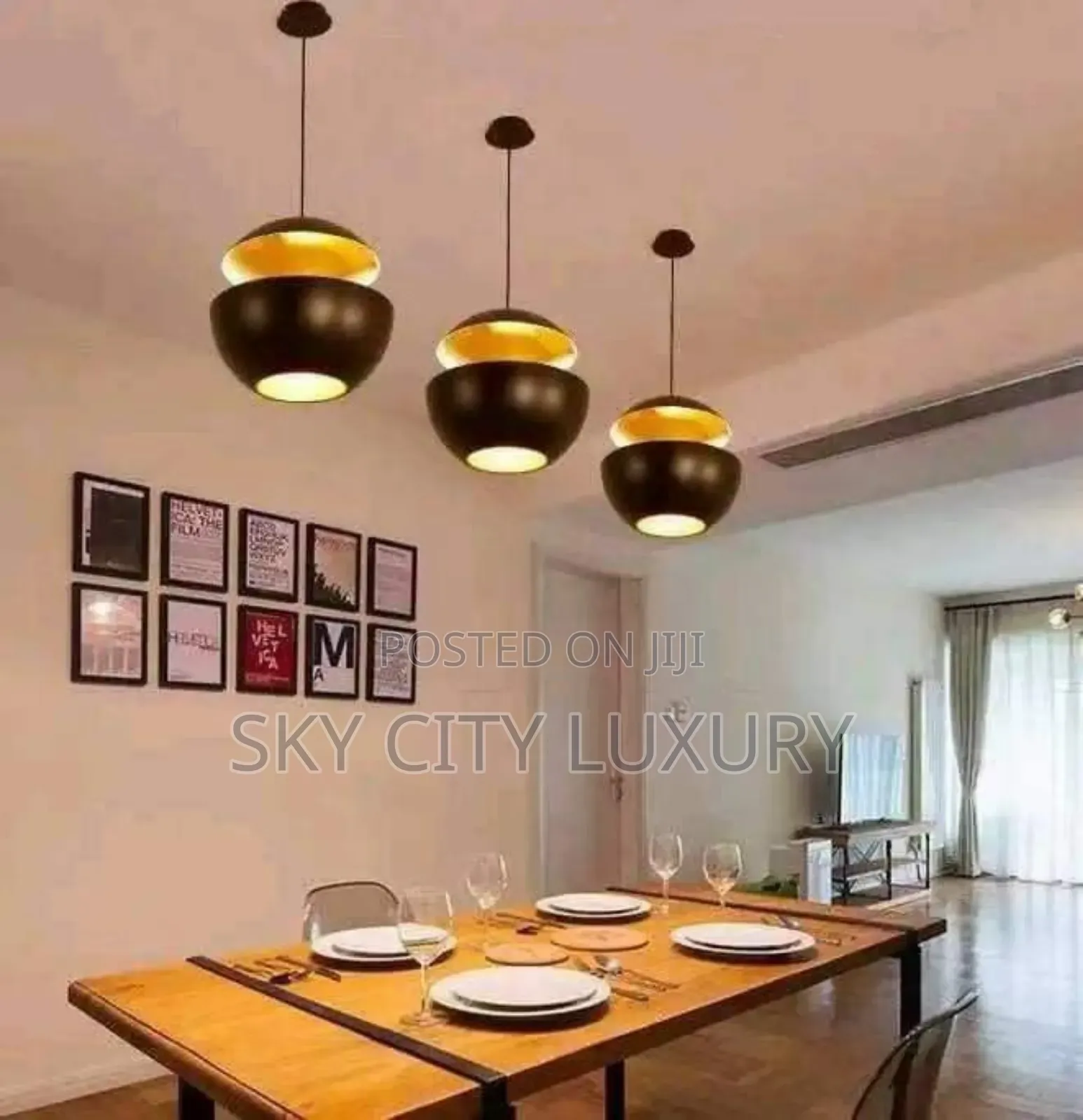 3x Black Pendant Light