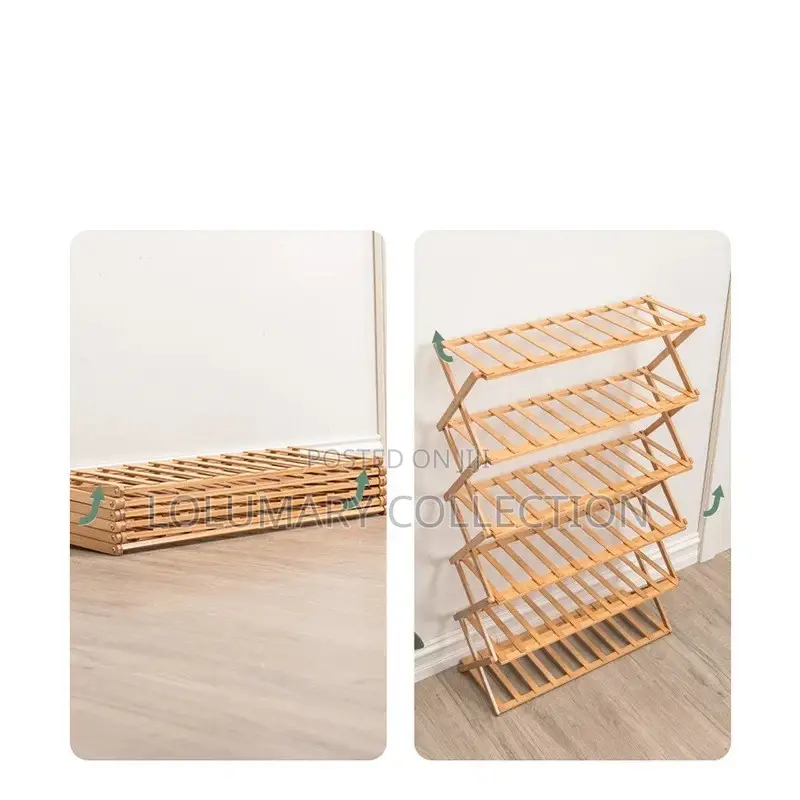 Foldable Shoe Rack Bamboo 5 Tier Shoe Rack Organizer