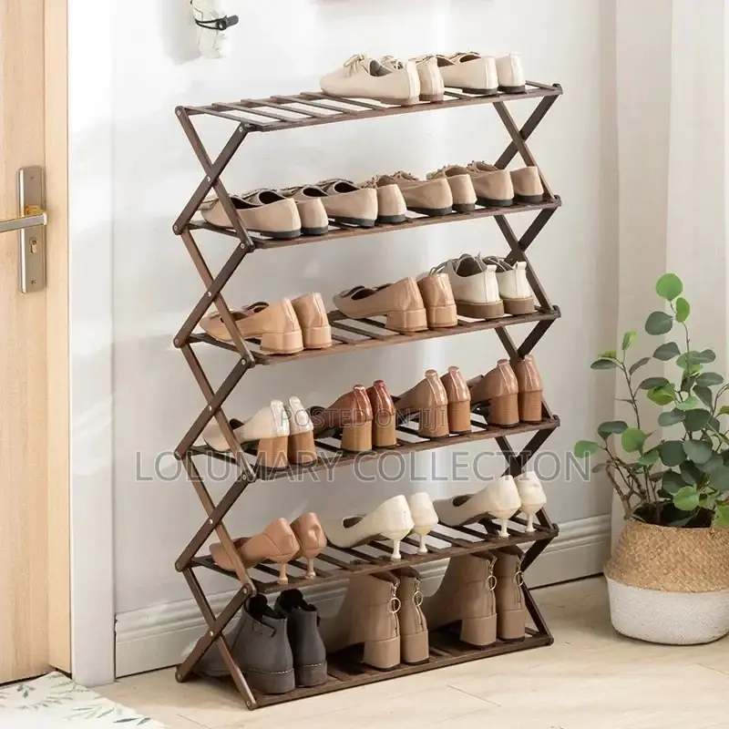 Foldable Shoe Rack Bamboo 5 Tier Shoe Rack Organizer