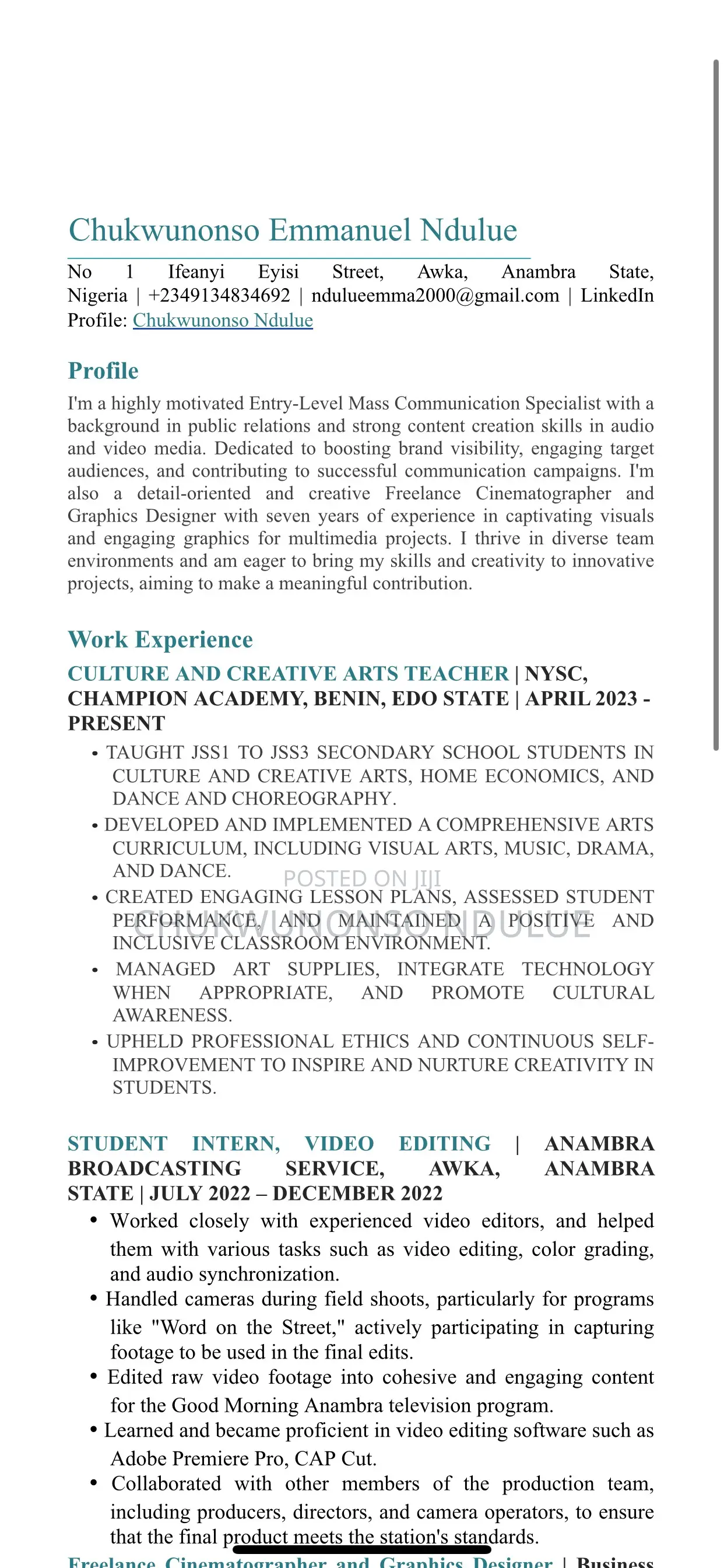 Part-Time Weekend CV