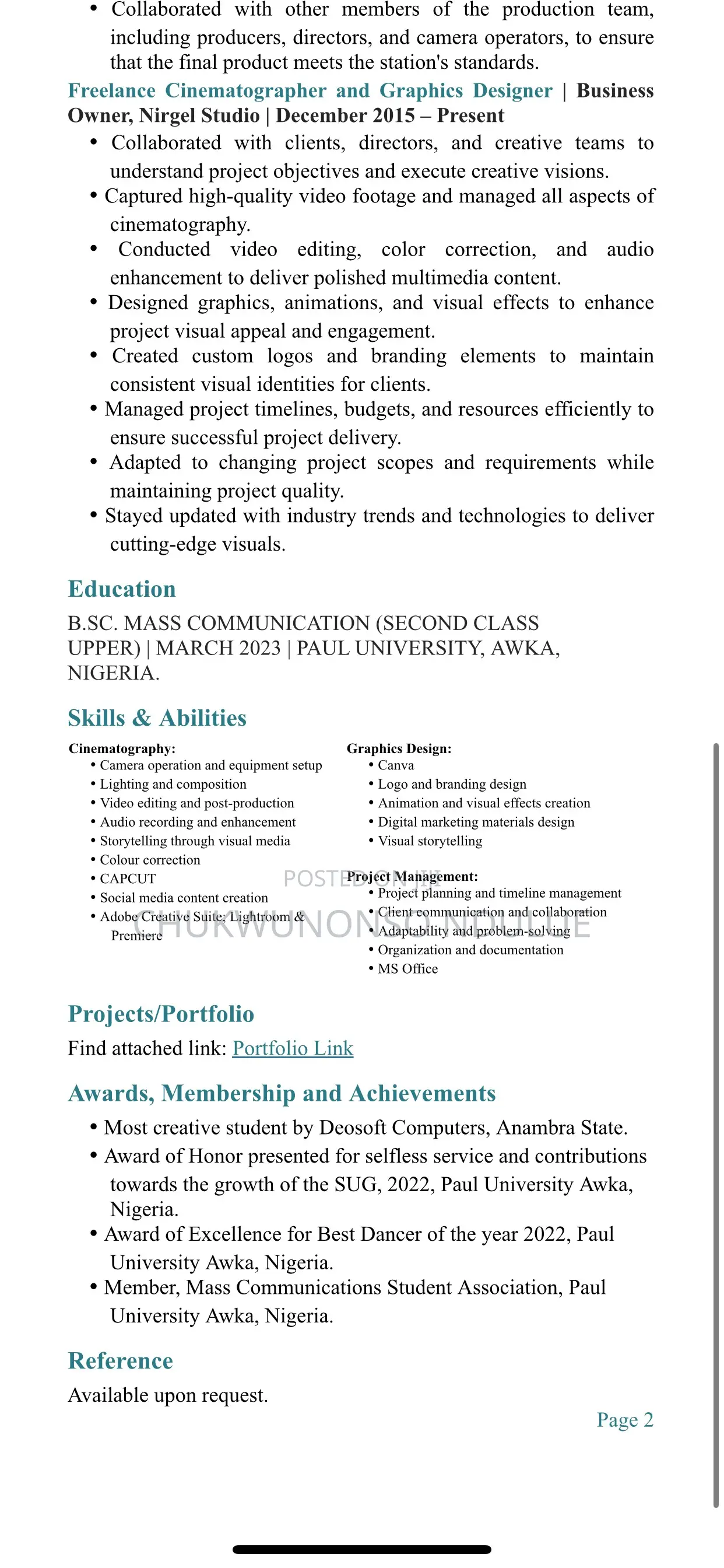Part-Time Weekend CV