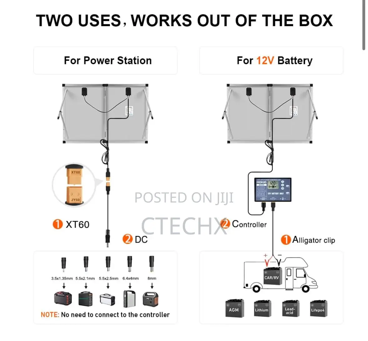 100W Foldable Solar Panel Kit 12V With 10A Charge Controler