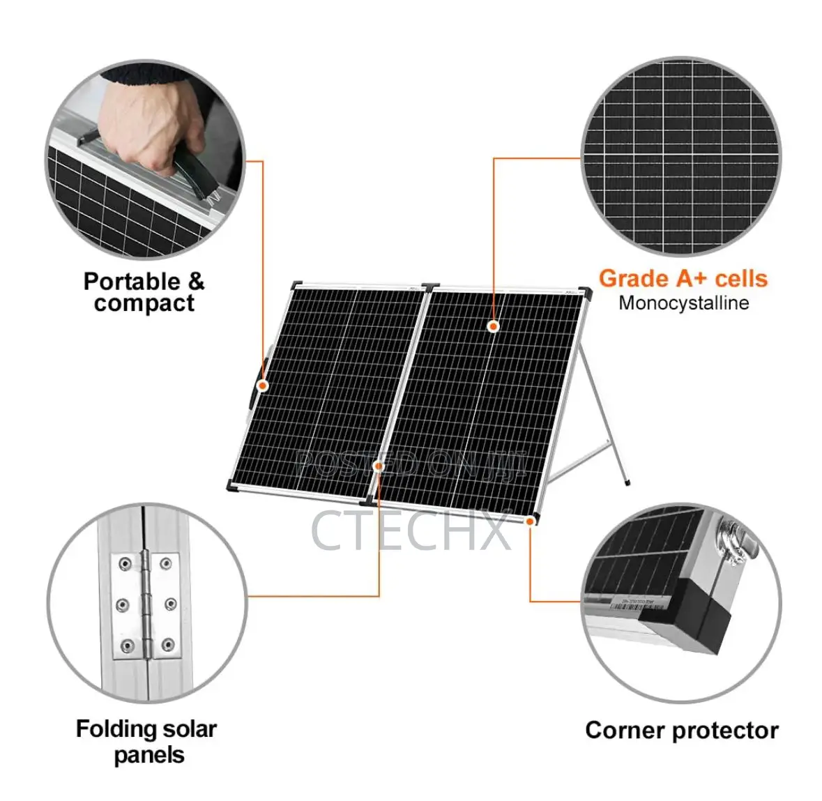 100W Foldable Solar Panel Kit 12V With 10A Charge Controler
