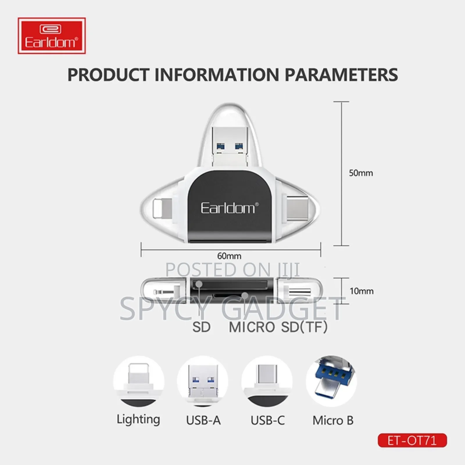 6-in-1 OTG Card Reader Plug Play