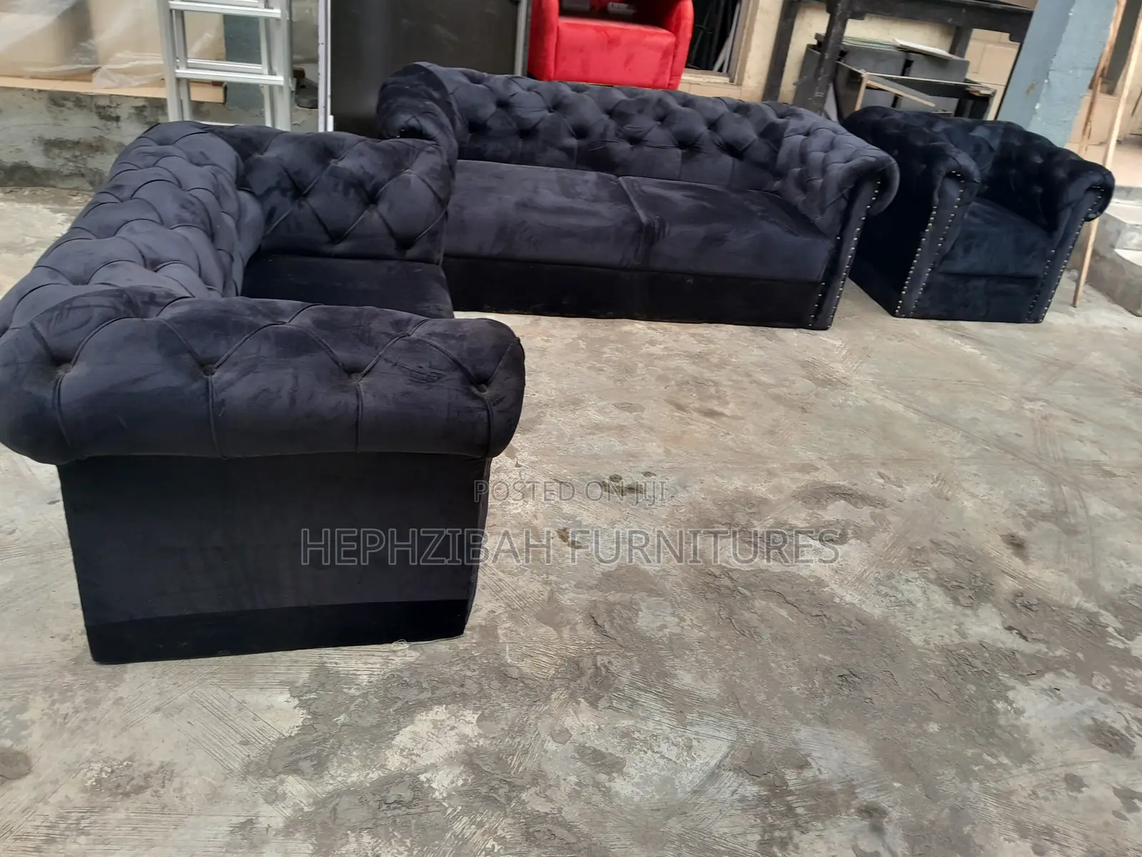 Black Executive Chesterfield Sofa