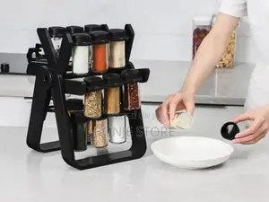 Rotating Spice Organizer 18 Glass Jars