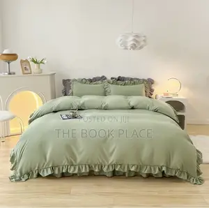 Olive Green Plain Bedding Set With Pillows Case