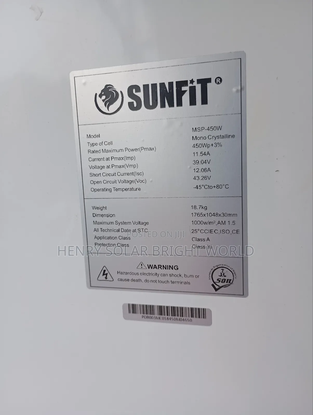 Sunfit Solar Panel 450w