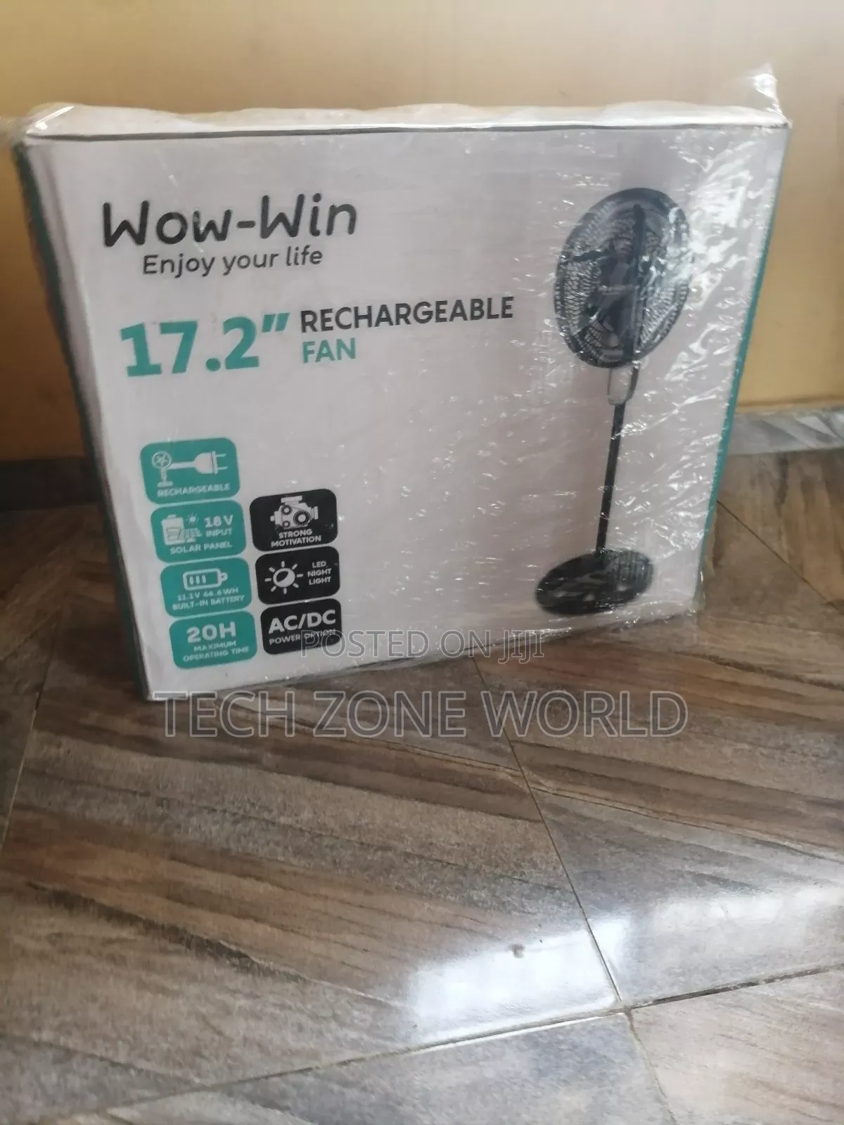 The New Wow Win Black 17.2 Rechargeable Fan